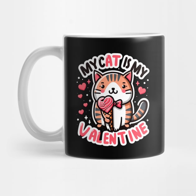 My Cat is My Valentine - Cute Cat with Heart Ice-cream by ANSAN